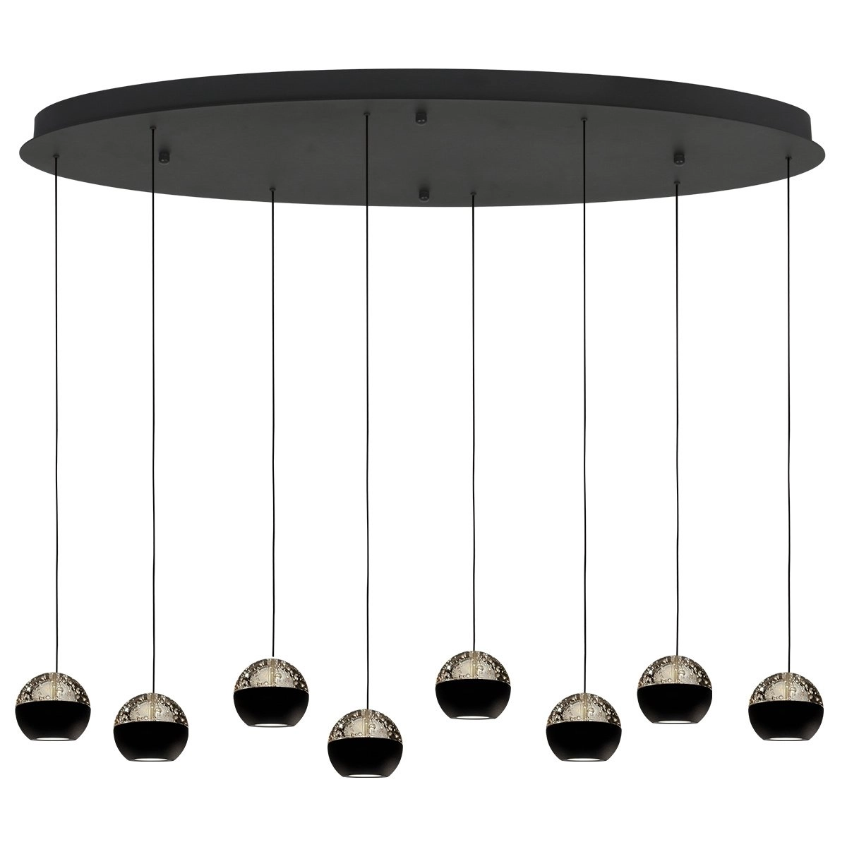 Oval pendant lamp Belluno 8-Light LED - Black Steinhauer 8712746184006