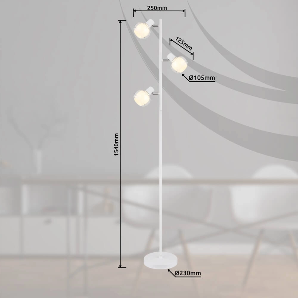 White floor lamp Tokki 3-light Globo 9007371455041
