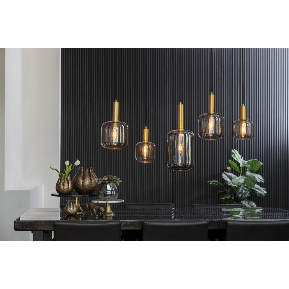 Dining table pendant lamp Lekar 5x E27 - brass with smoke glass Light & Living 8717807601461
