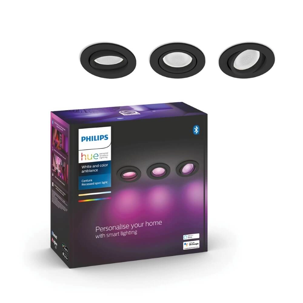 Recessed spotlight Hue Centura - White and Color set of 3 black Philips 8720169318977