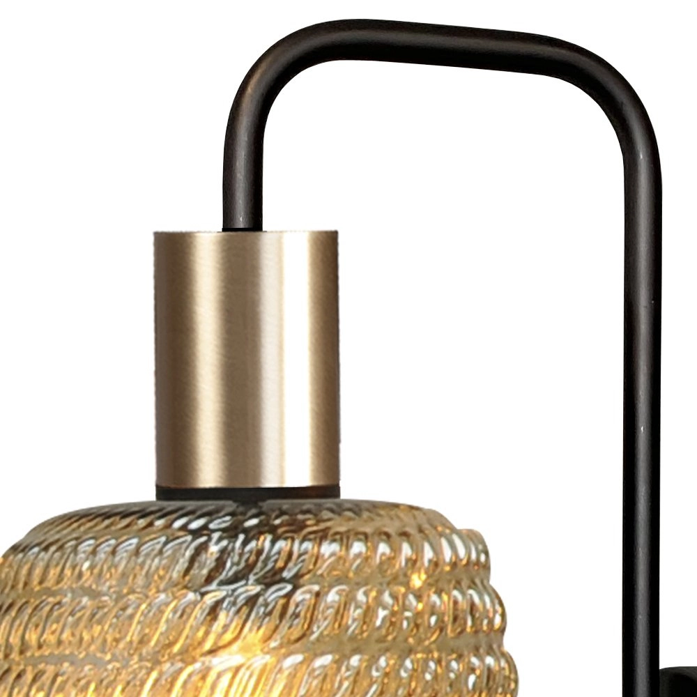 Black wall lamp Bounty with gold and ribbed glass Masterlight 8718121251042