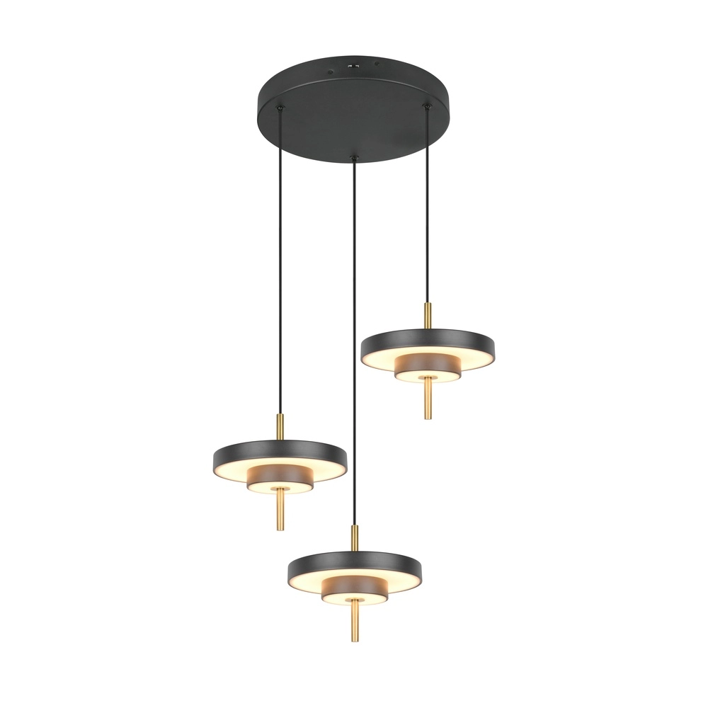 3-light pendant lamp Keaton Round black with gold Trio 4017807655247