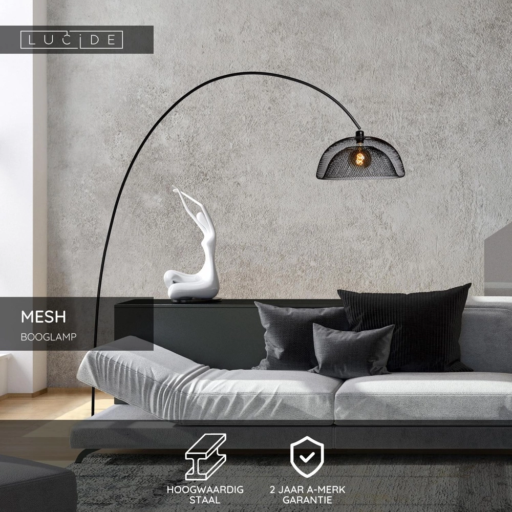 Mesh arc lamp Mesh Black Lucide 5411212302519