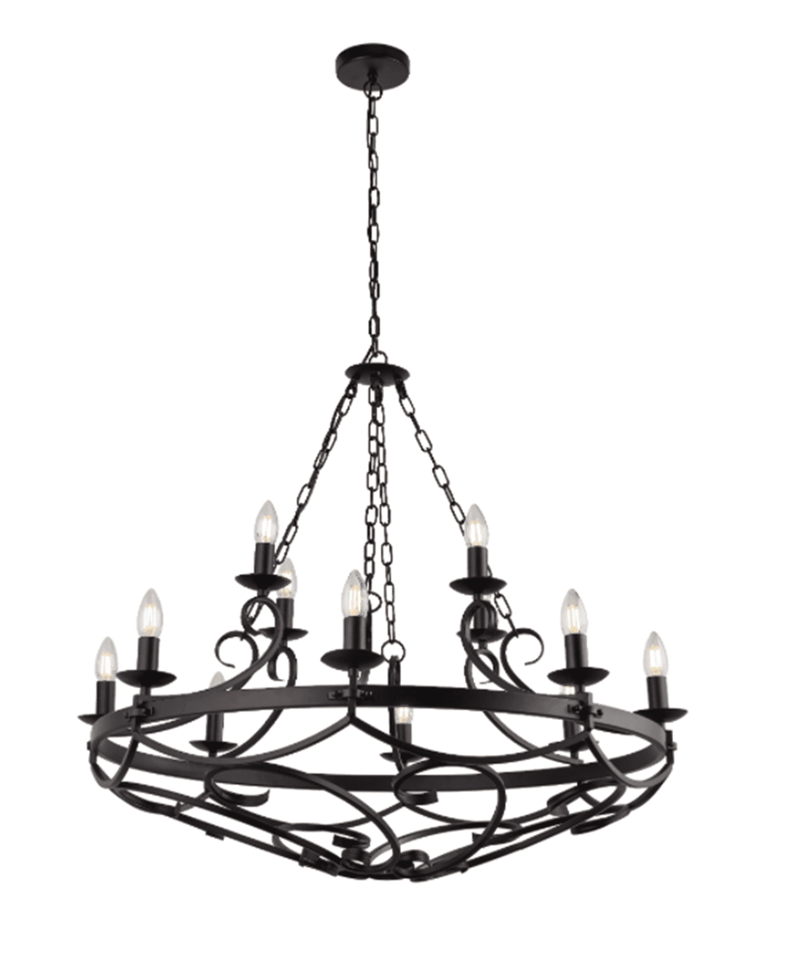 Large antique chandelier Cartwheel Ø 89cm