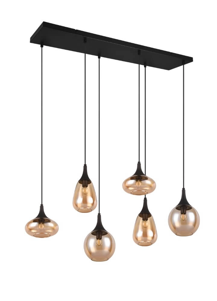 6-light pendant lamp Lumina with amber glass Trio 4017807577730