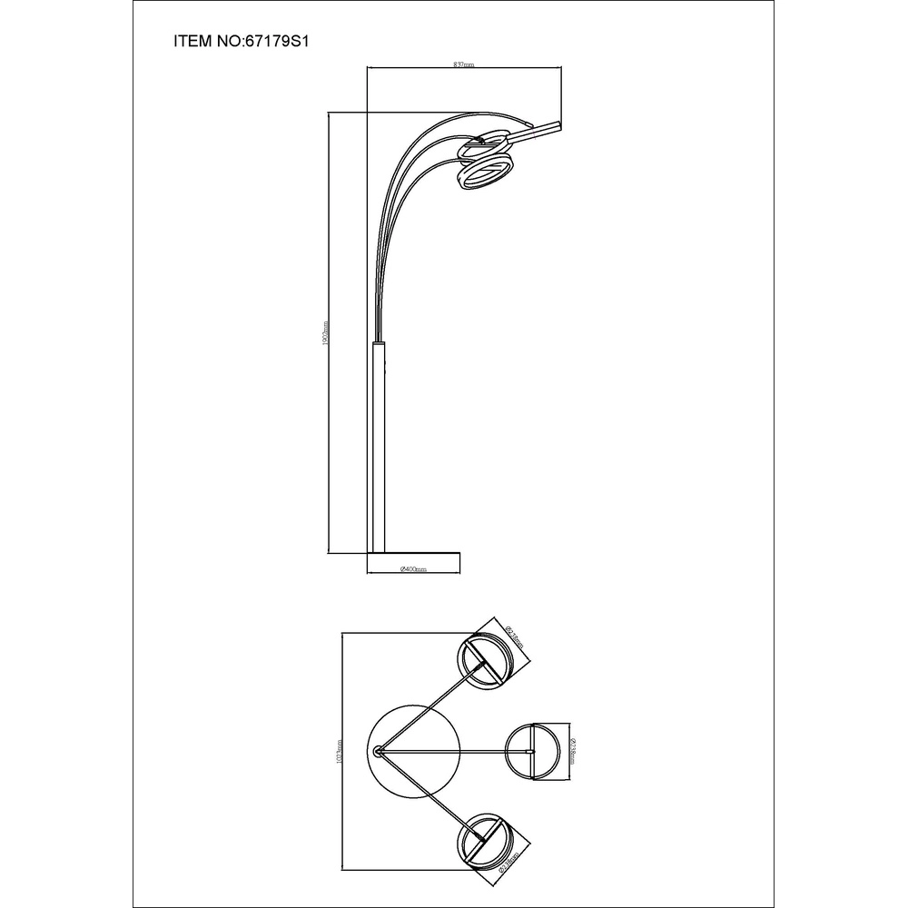 Design floor lamp Della 3-light black Globo 9007371468744