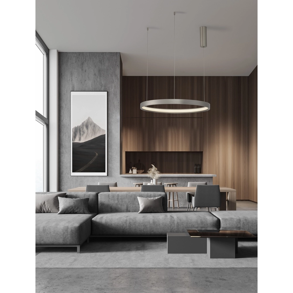Round pendant lamp Perrine silver grey Ø 60cm Lyora 5212017438430