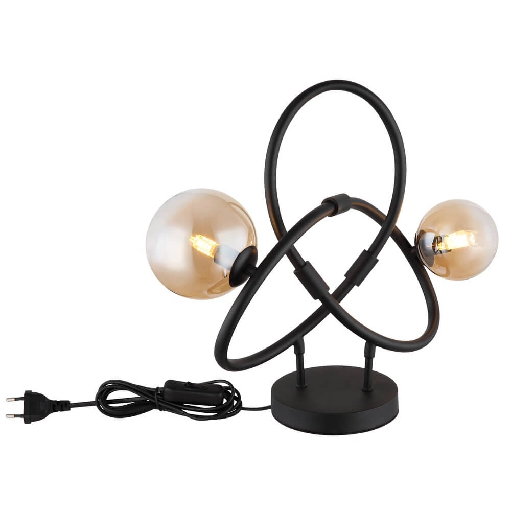 Black table lamp Tuberius Design 2-light Globo 9007371452446