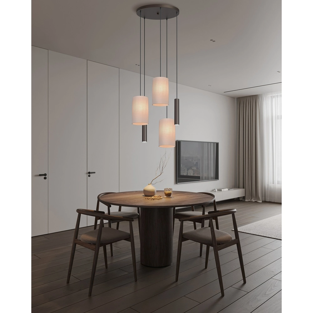 5-light pendant lamp Lisbourg Cocoa with off white cap Masterlight