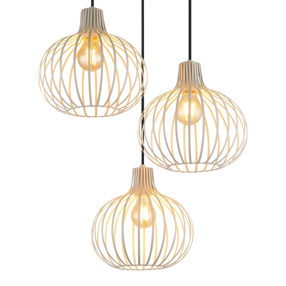 Design pendant lamp Mateo 3-light round cream Globo 9007371566150