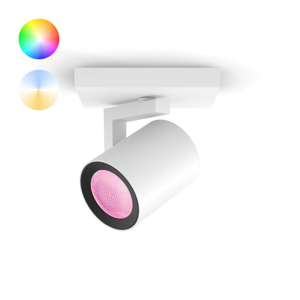 Surface-mounted spotlight Hue Argenta - White and color white