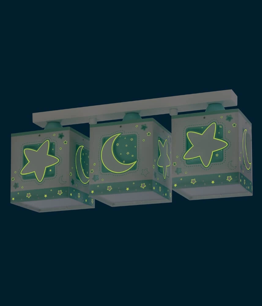 Children's room ceiling lamp Moonlight 3-light turquoise Dalber 8420406000404