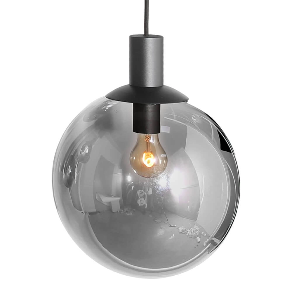 Dining table hanging lamp Bollique black with smoked glass Steinhauer 8712746172973