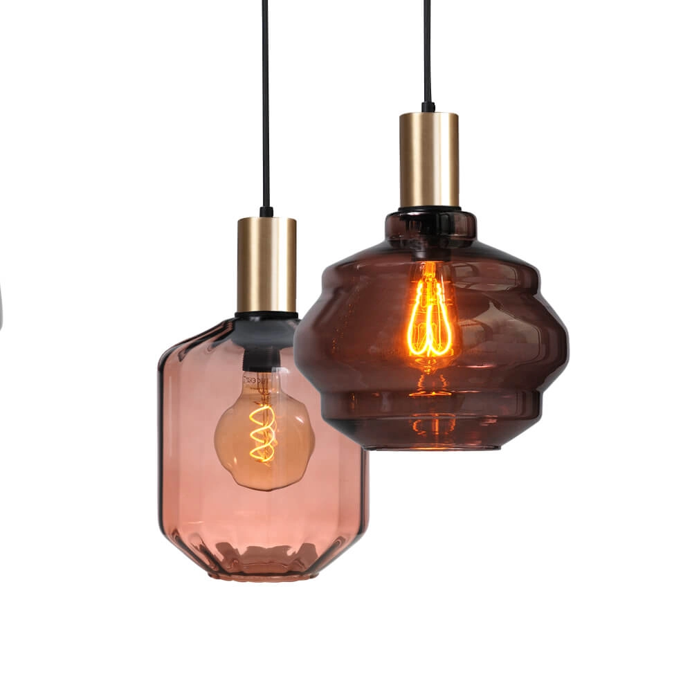 6-light hanging lamp - gold - Porto with different glasses Masterlight 8718121270692