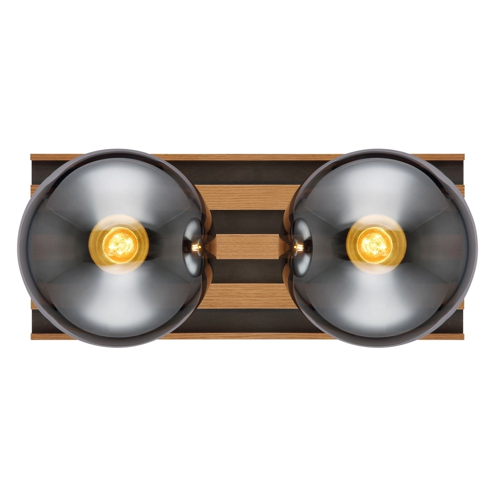 Ceiling lamp Parsons 2-light black with wood Globo 9007371579099