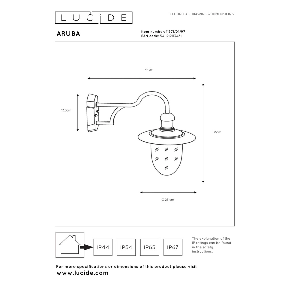 Country wall lamp Aruba rust brown Ø 25cm Lucide 5411212113481