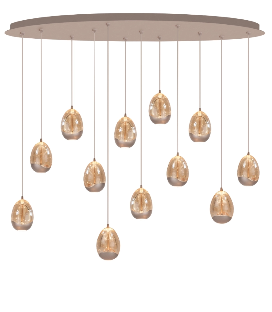 Pendant lamp Champagne Egg 12-light oval