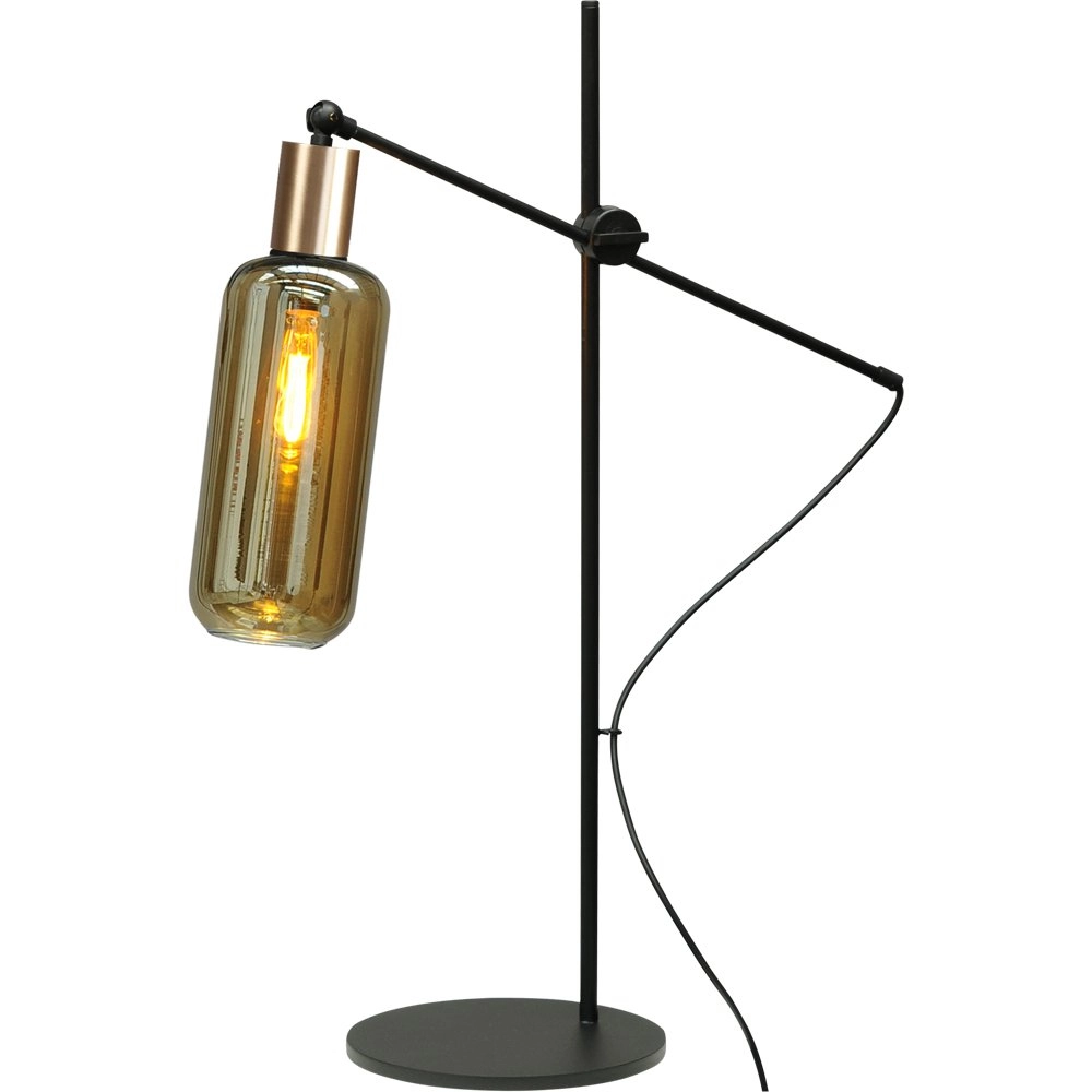 Black table lamp with gold Bounty with cylinder glass