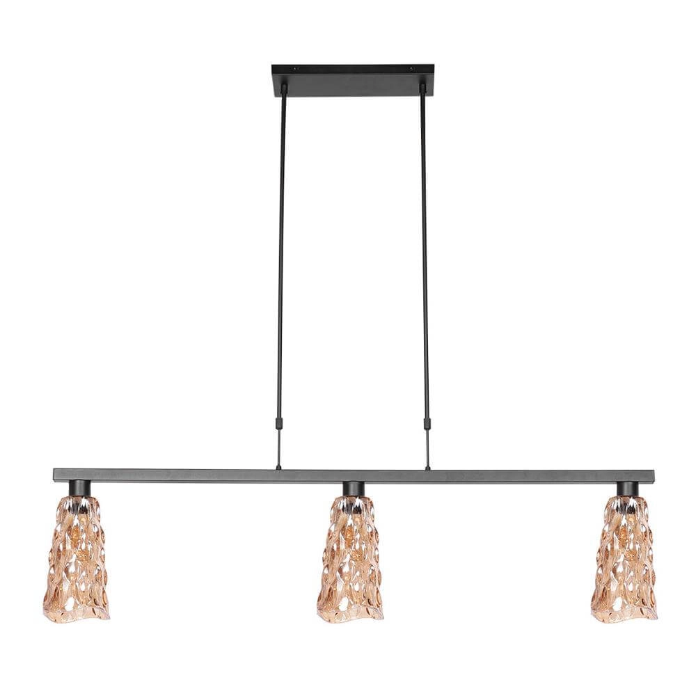 Pendant lamp 3-lights Vidrio black with amber glass Steinhauer 8712746173727