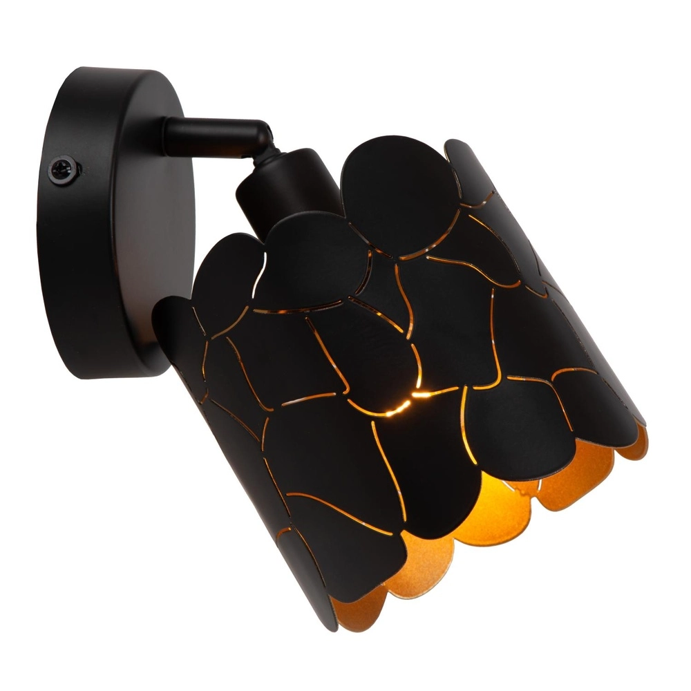 Wall lamp Almelo Black with gold inside Lucide 5411212211866