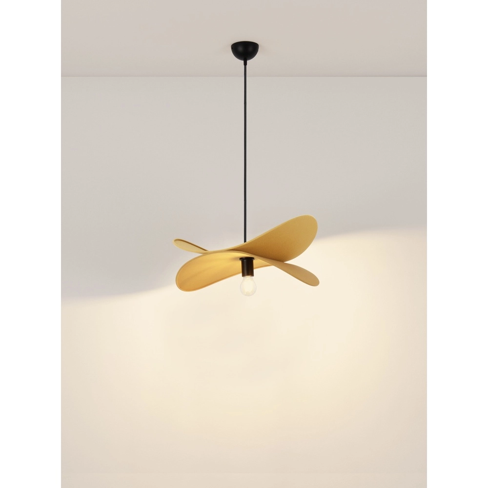 Modern pendant lamp Luve black with yellow Lyora 5212017493705