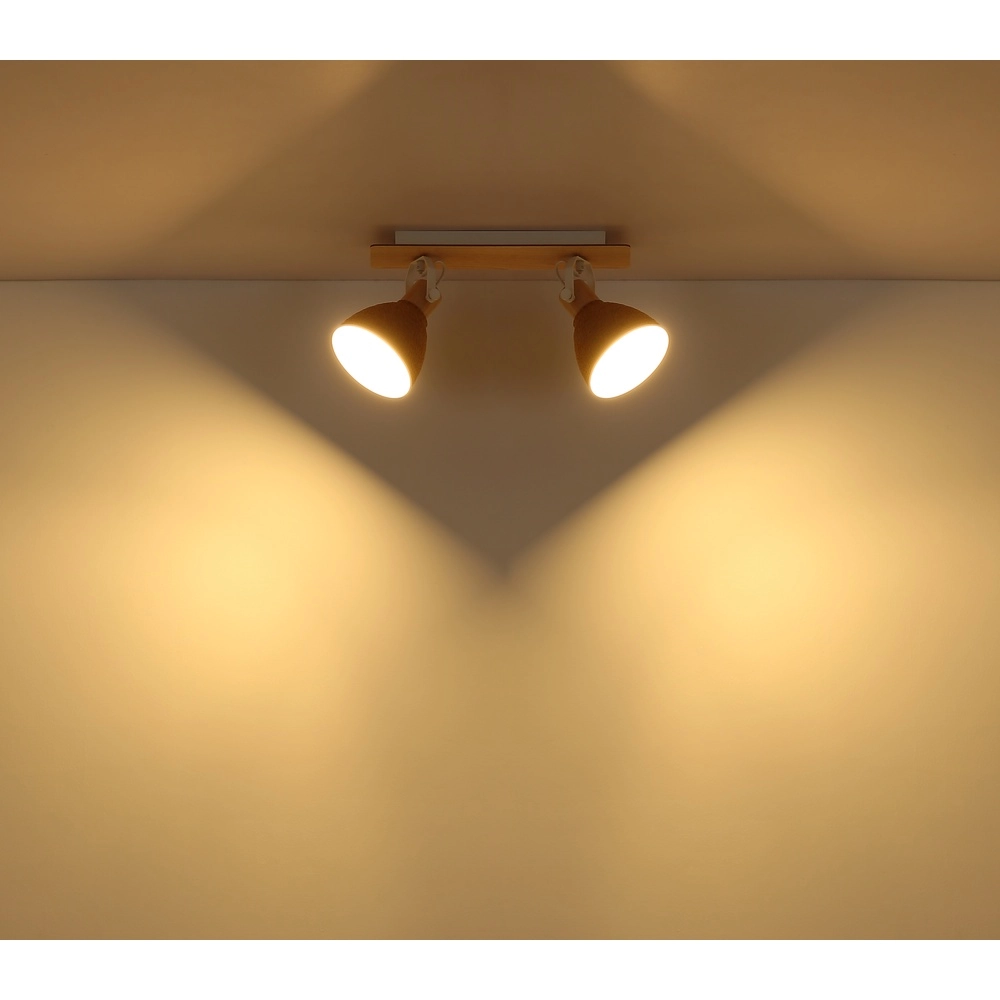 Ceiling lamp Lyndon 2-light white with rattan Globo 9007371583744