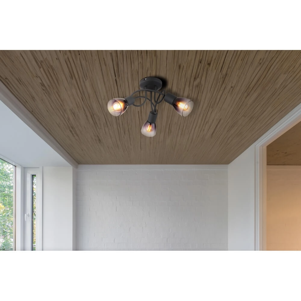 Black ceiling lamp Satella 3-light curl Globo 9007371455928