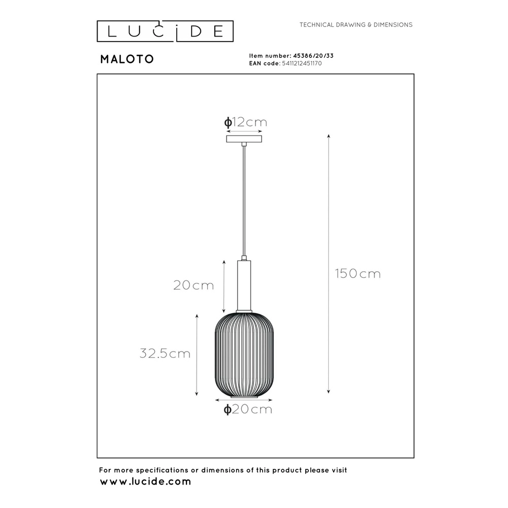 Pendant lamp Maloto Ø 20cm green Lucide 5411212451170