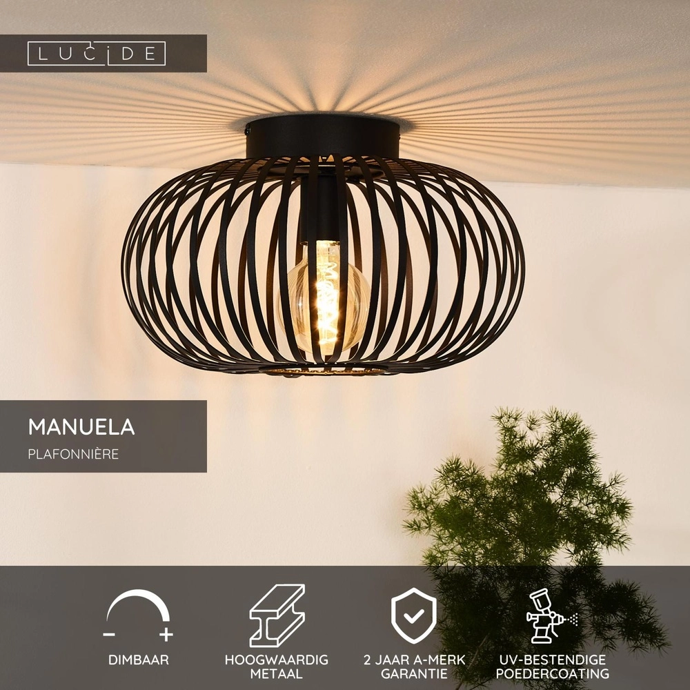 Ceiling lamp Manuela Ø 39.5cm black Lucide 5411212782342