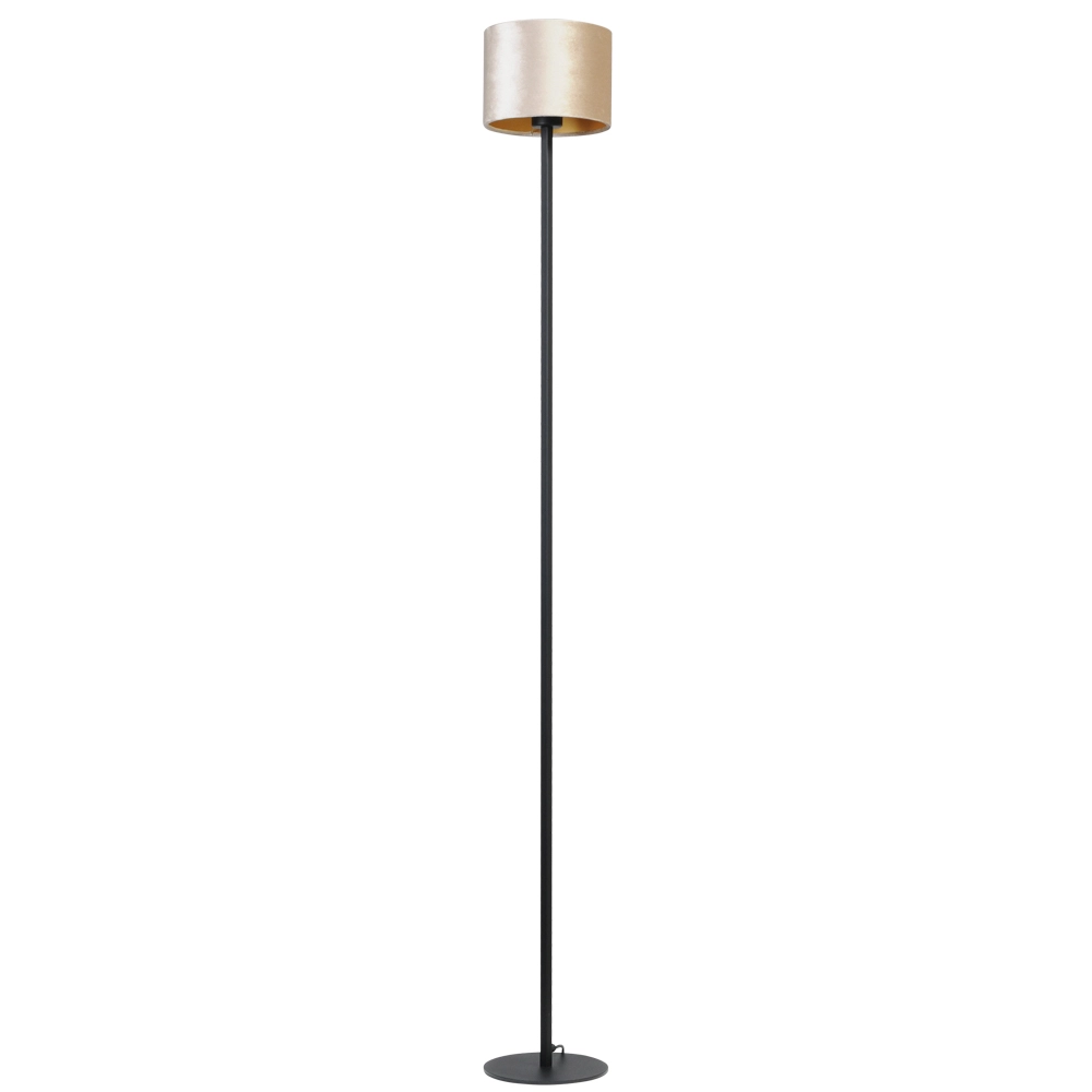 Black floor lamp Venus 175cm with sand-colored lampshade