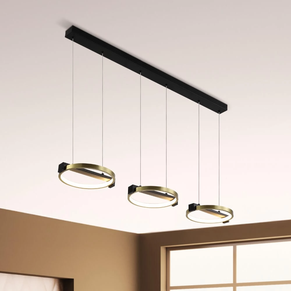 3-light pendant lamp Aerial Black and gold Searchlight 5053423274379