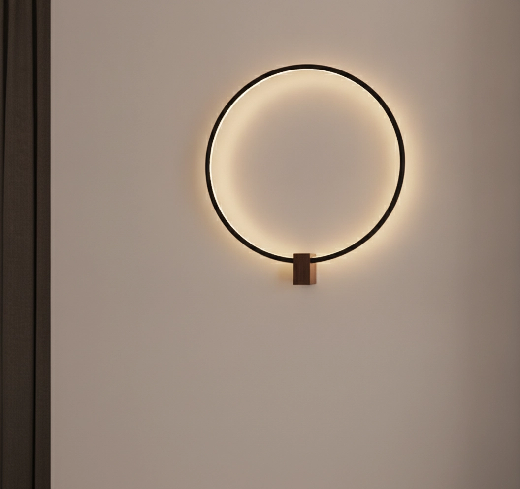 Round wall lamp Cercio black