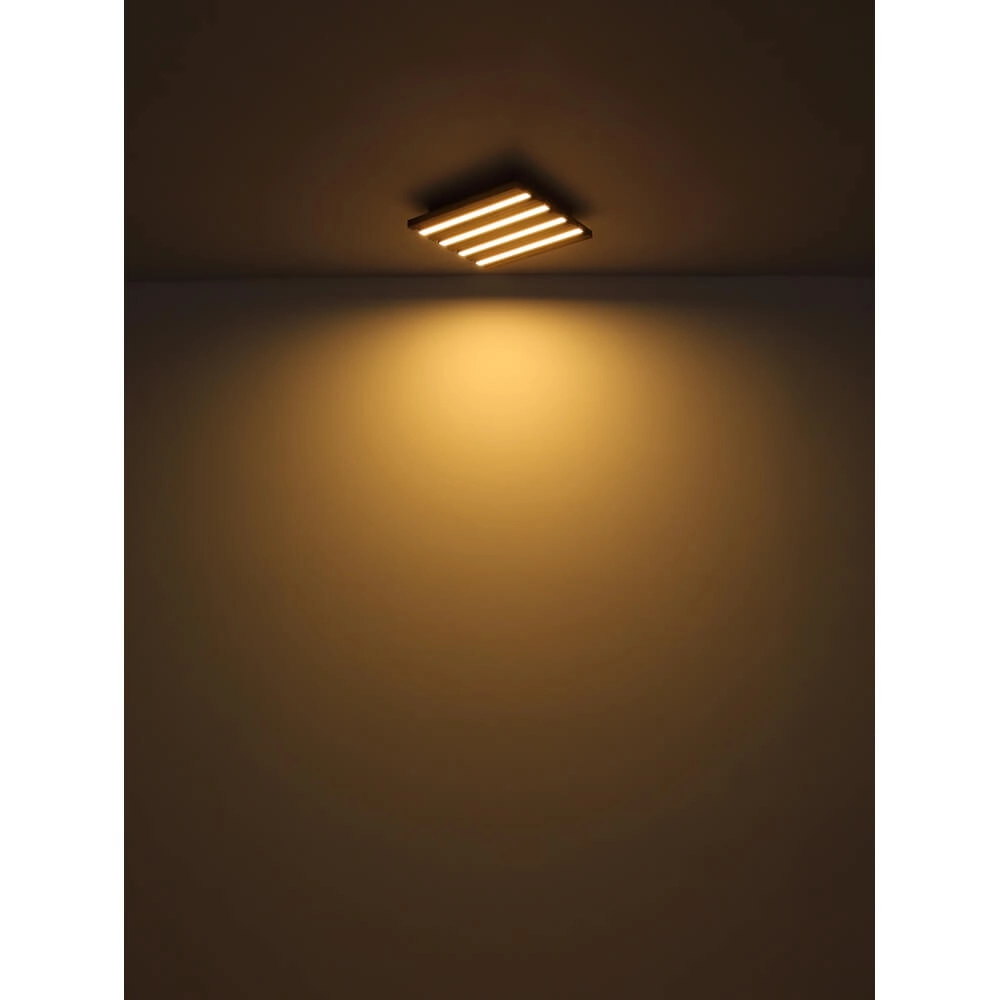 Ceiling lamp Hayden black with wood square 30cm Globo 9007371507641