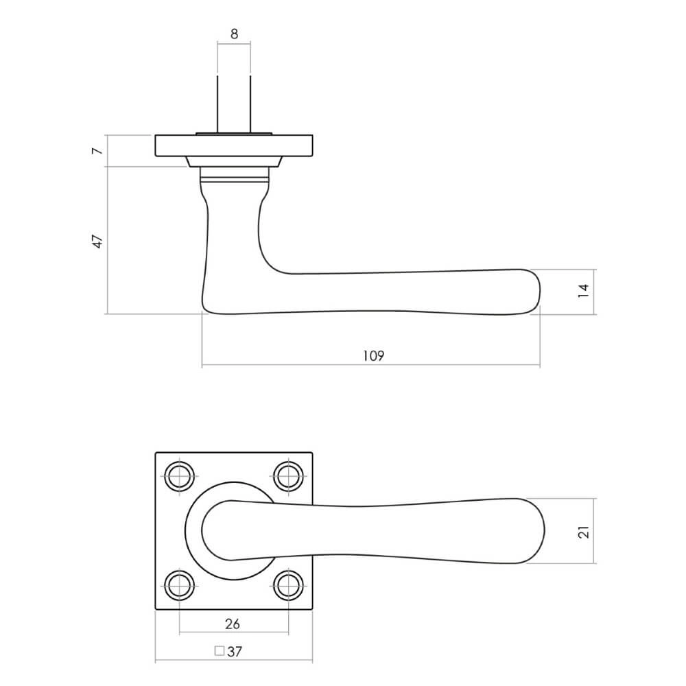 Door handle Trento brass tumbled Intersteel 8714186485828