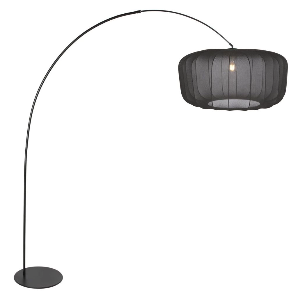 Black arc lamp Curve with black shade Ø60cm