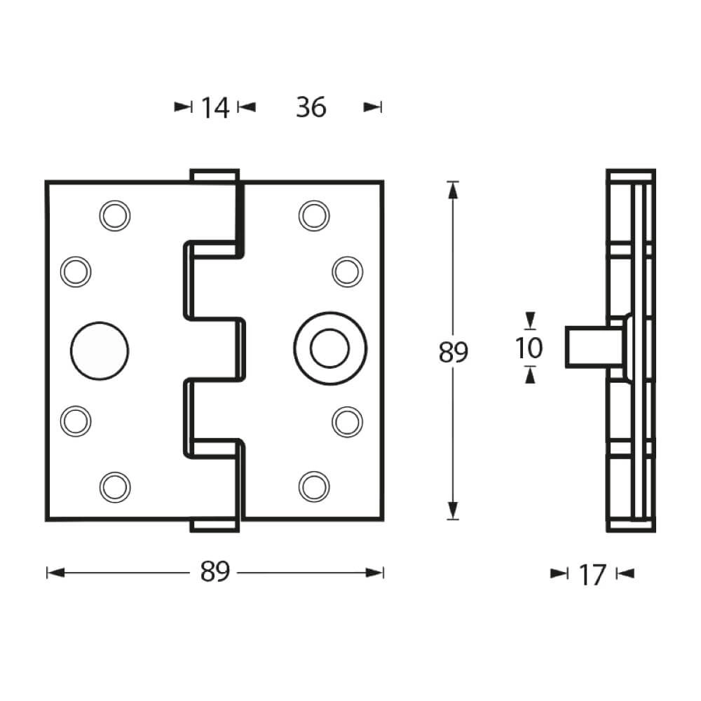 Ball bearing hinge Rotura straight stainless steel up to 80kg Intersteel 8714186112670
