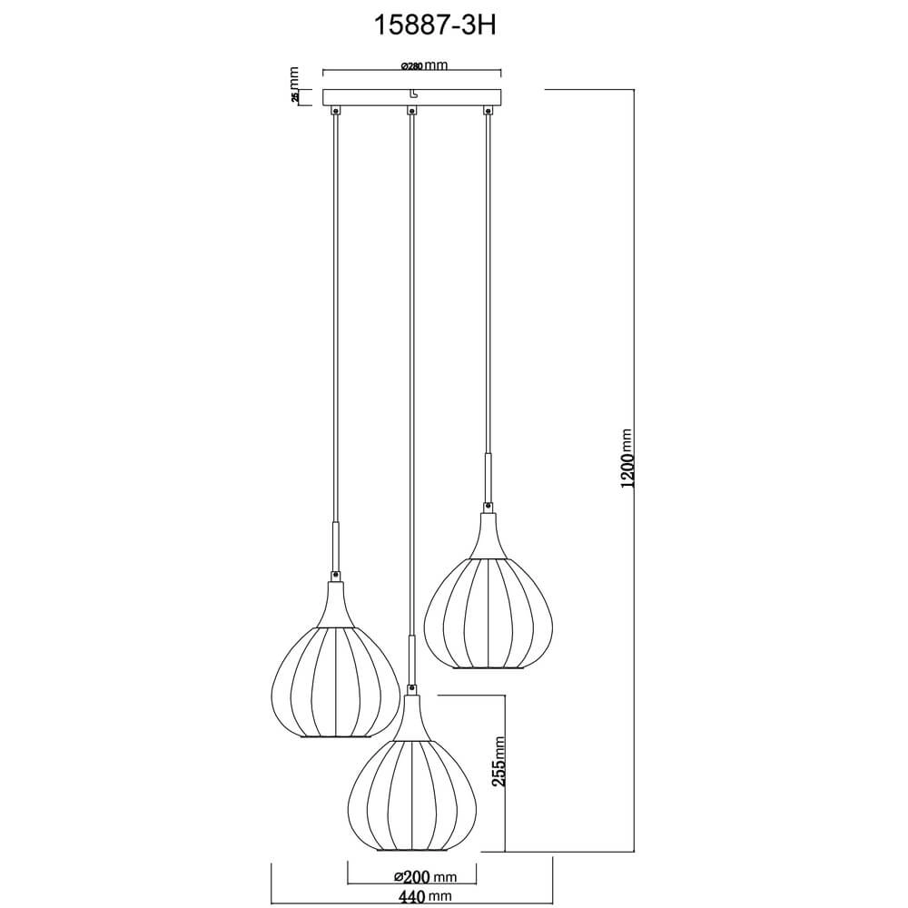 Black pendant lamp Olsen 3-light Globo 9007371456802