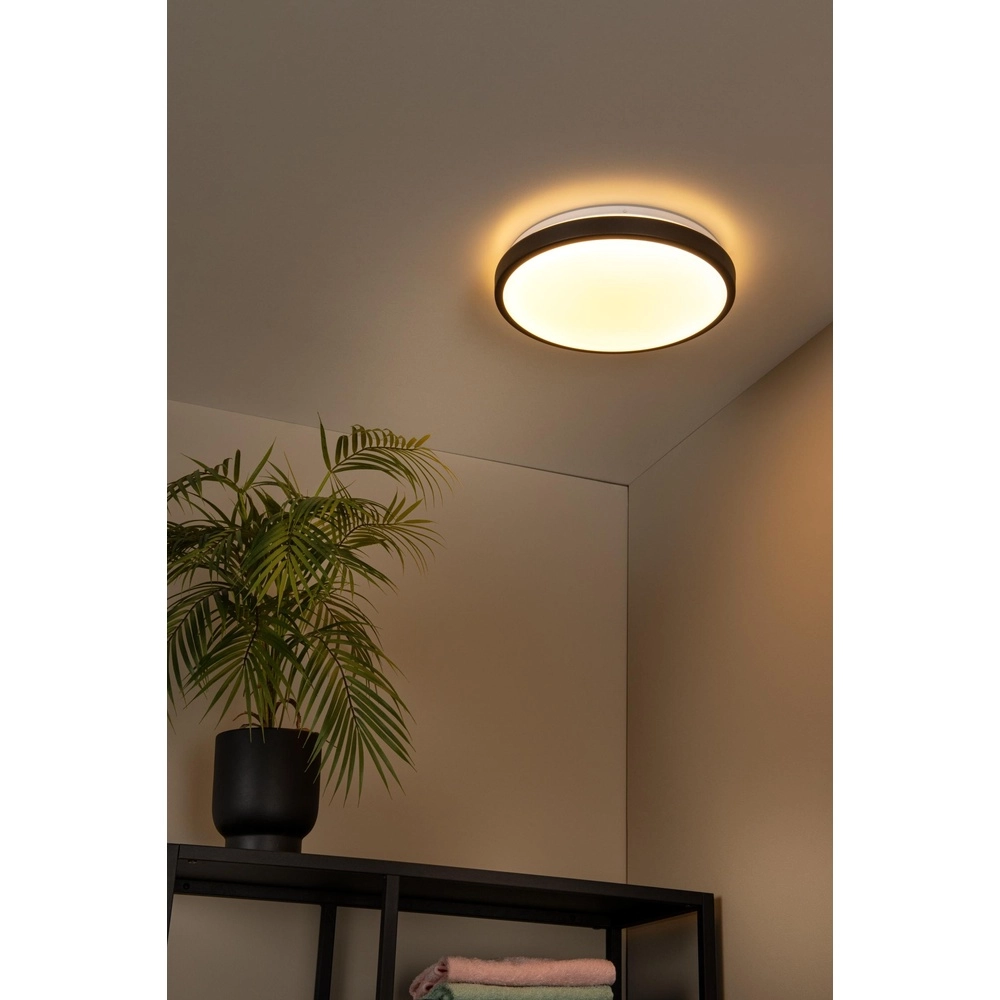 Black ceiling light Dasher Ø 34.8cm IP44 for bathroom Lucide 5411212792099