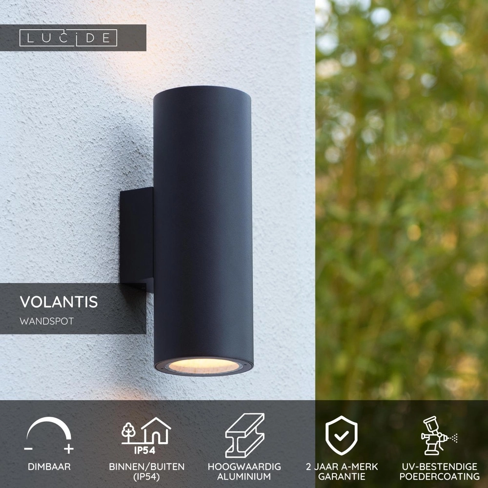 Wall spotlight Volantis Up & Down Black Lucide 5411212272058