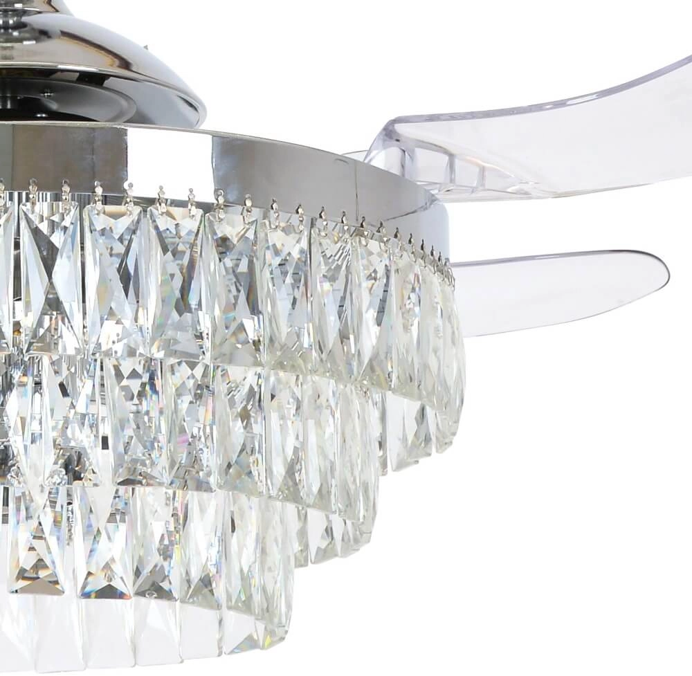 Chrome ceiling fan with crystal Fanway Veil Ø 122cm Beacon 9333509143987