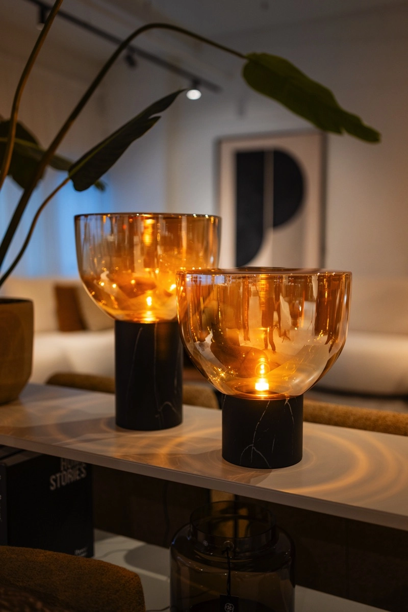 Glass table lamp Lana 35cm - marble look ETH 8720195311140