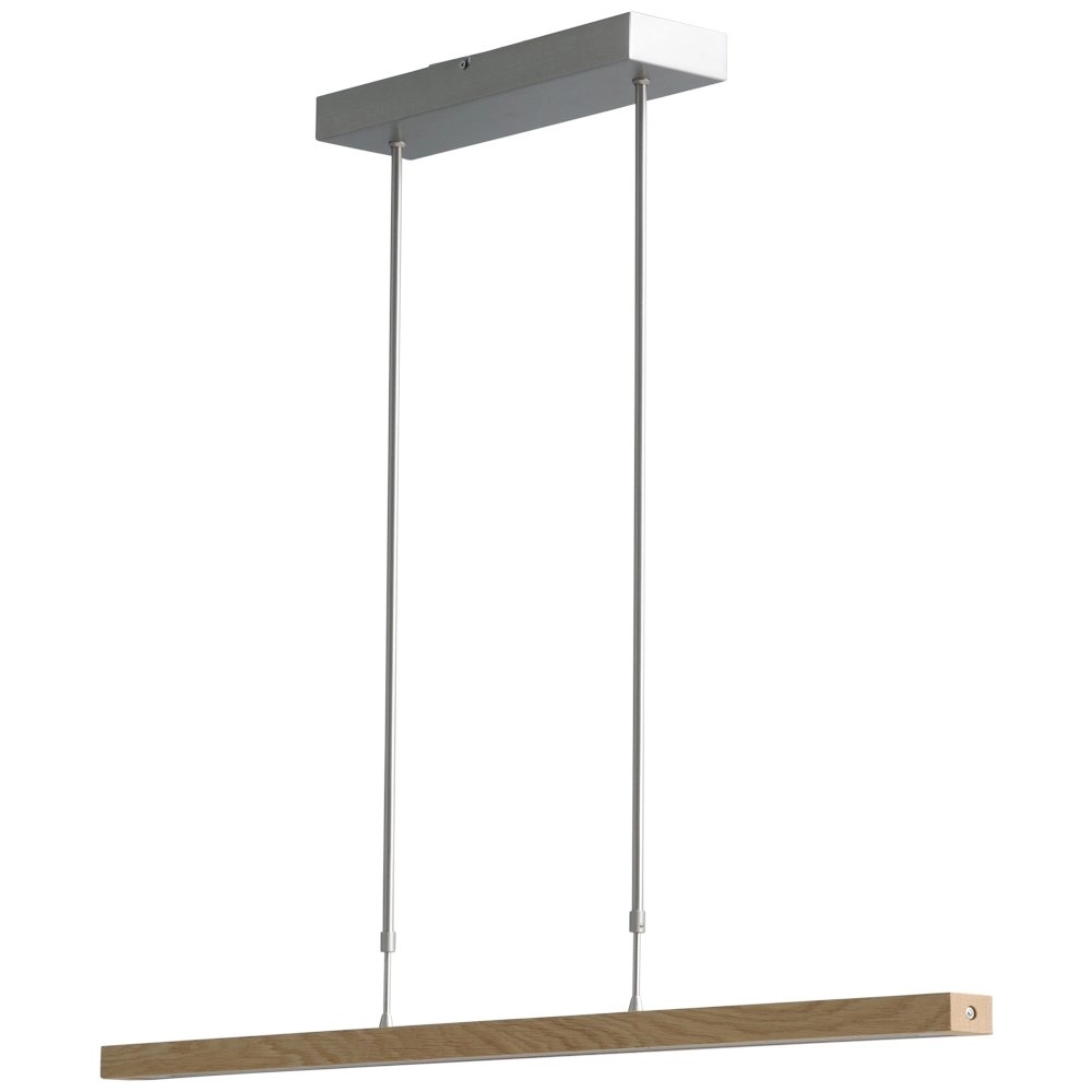 Hanging lamp Oak nickel with wood 104cm