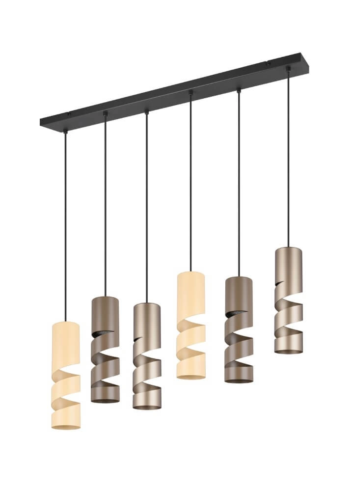 6-light tube pendant lamp Stream brown tones Trio 4017807614039