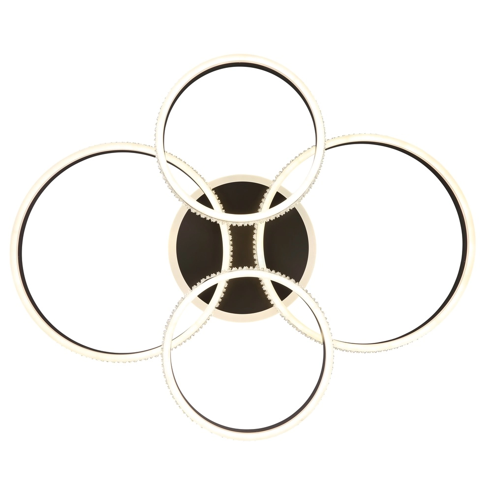 Design ceiling lamp Grouni 4 rings titanium brushed Globo 9007371446001