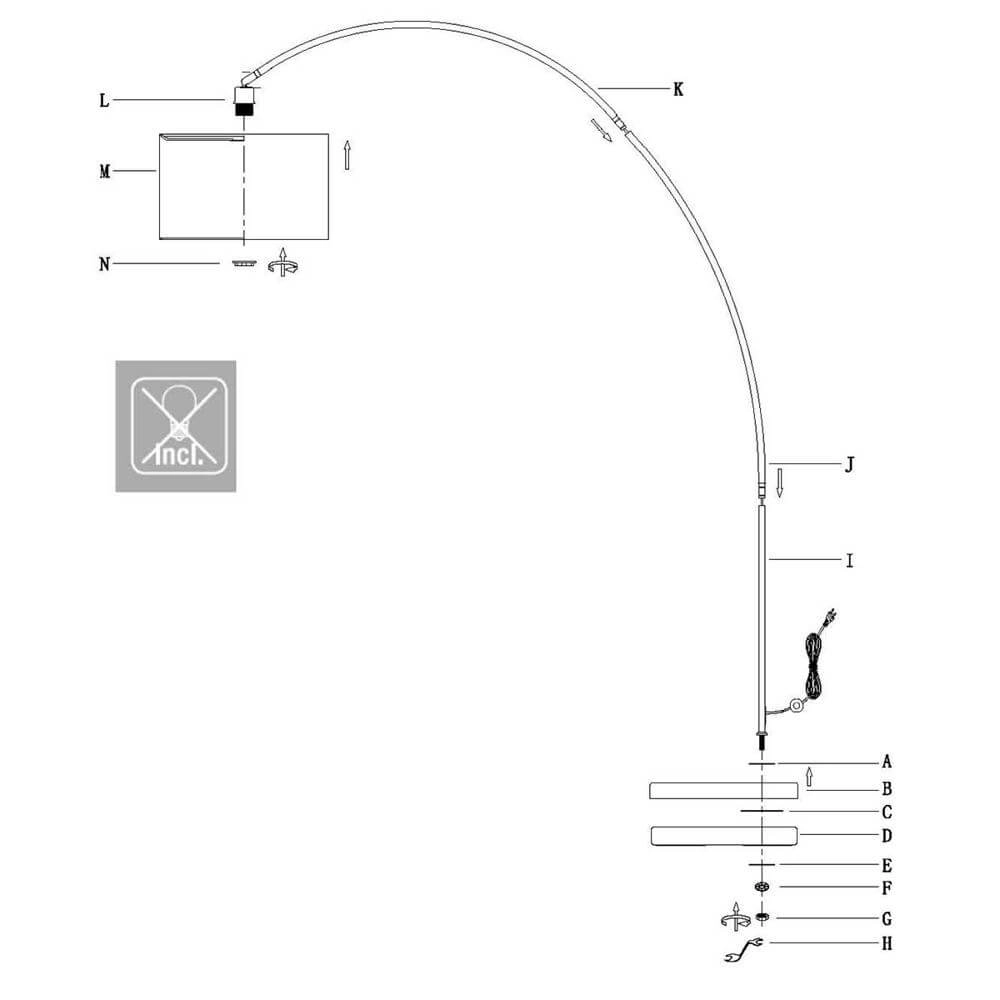Arc lamp Solva black with bamboo shade Steinhauer 8712746172386