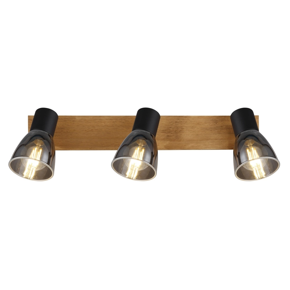 Ceiling lamp Claude 3-light black with wood Globo 9007371431212