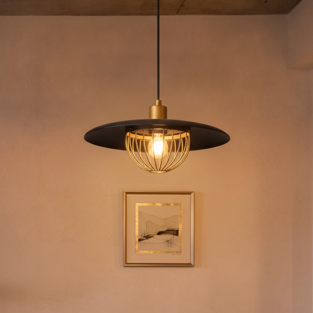 Pendant lamp Fox black with gold