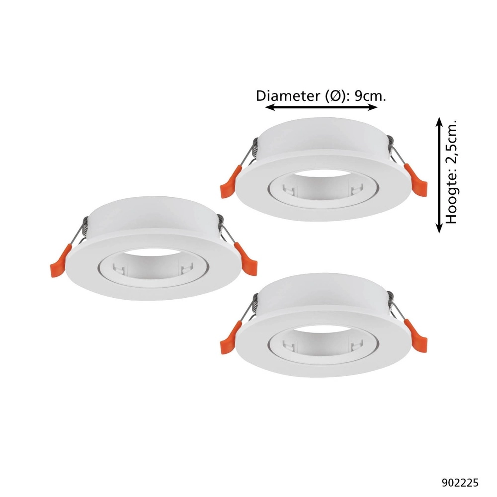 Set of 3 recessed spotlights Barranco white Ø 9cm Eglo 9008606359097