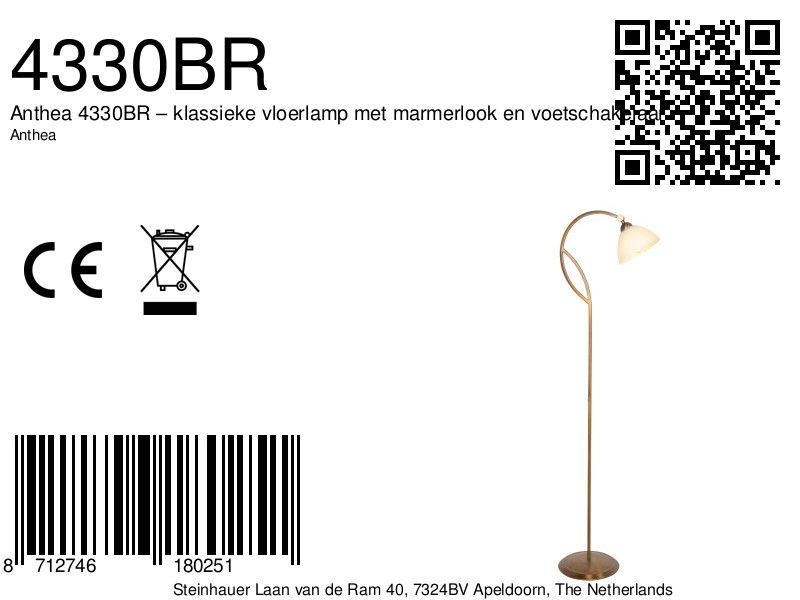 Classic floor lamp Anthea bronze Steinhauer 8712746180251