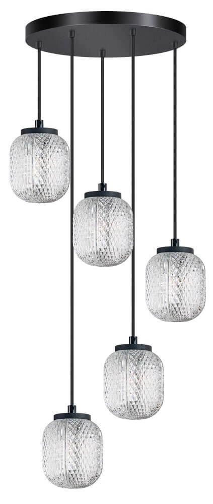 Round pendant lamp Kristel 5-light black